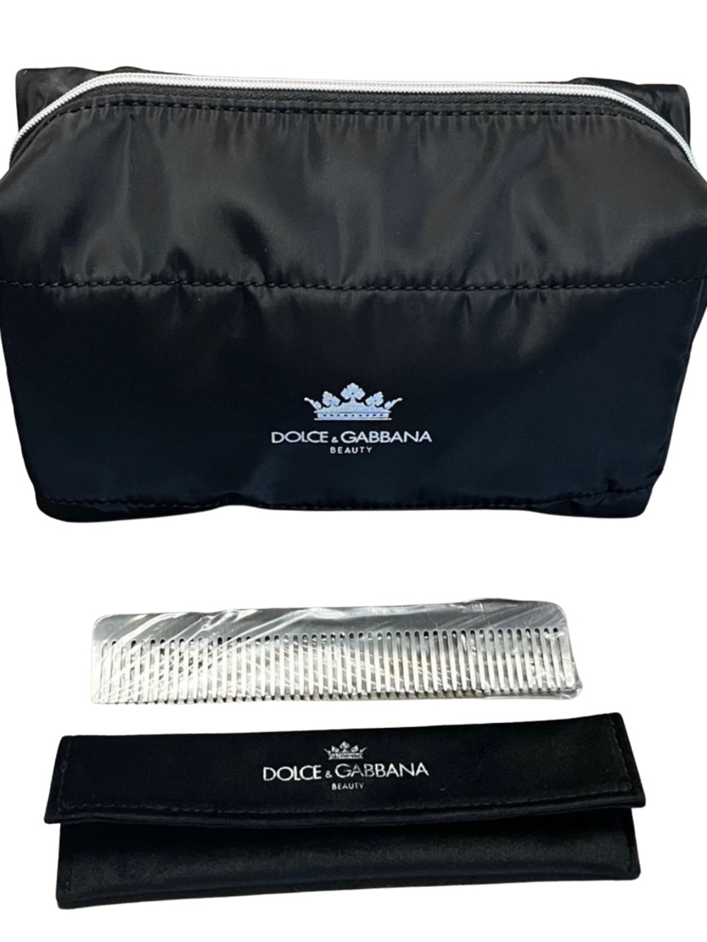 The K Dolce & Gabbana Men’s Black Toiletry Bag & Metallic Hair Comb With Case